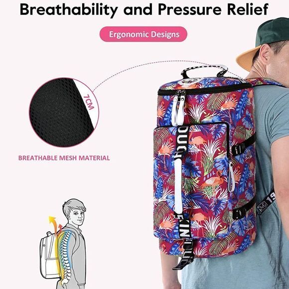 40L Sling Gym Sport Bag Backpack Duffle Bag Weekender Bag Water-resistant Travel - Picture 5 of 6